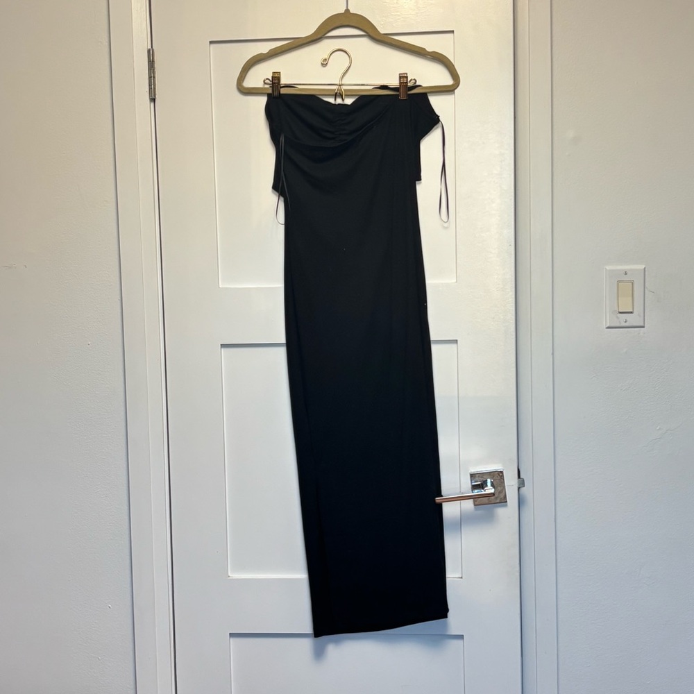 Crescent Black Strapless Cut-Out Bodycon Midi Dress - Size L - Picture 6 of 7